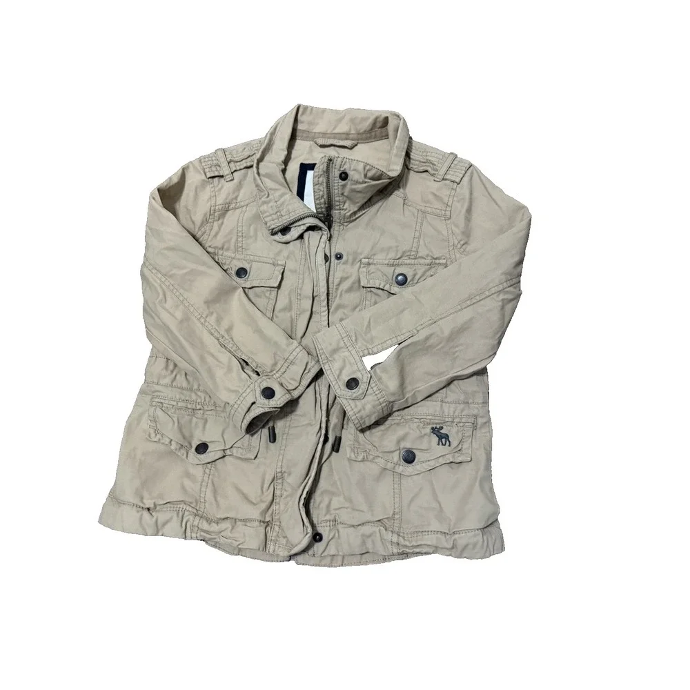 ABERCROMBIE‎ KIDS XL Girls Tan Khaki Jacket Coat Full Zipper Pockets